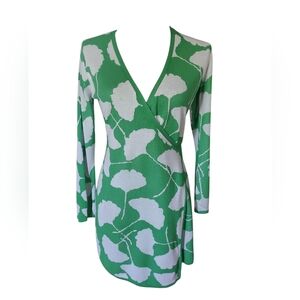 Diane Von Furstenberg Green and White Cardigan